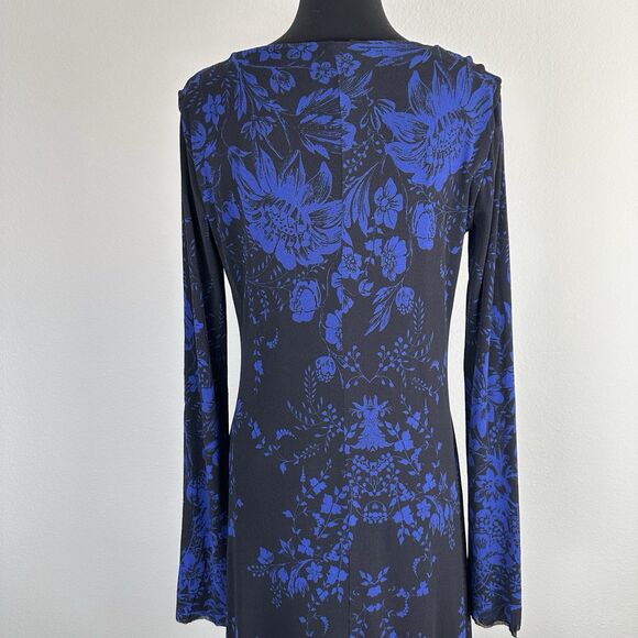 FUZZI Jean Paul Gaultier Dress Plus Size 22 Black Blue Floral Pullover Mesh NEW - Picture 10 of 15